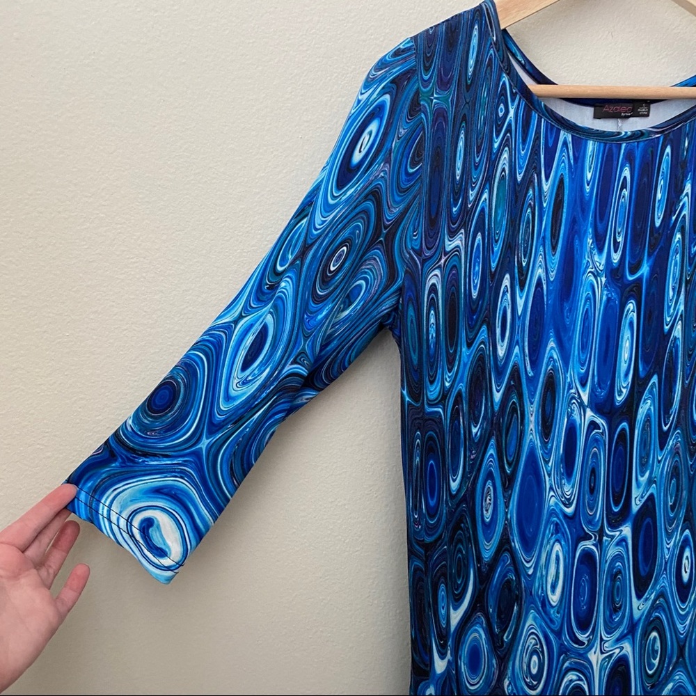 Blue Patterned Women's Dress - Picture 4 of 8